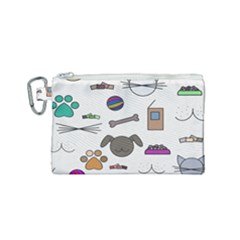 Cat Dog Pet Doodle Cartoon Sketch Cute Kitten Kitty Animal Drawing Pattern Canvas Cosmetic Bag (small) by Bedest