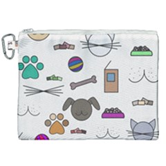 Cat Dog Pet Doodle Cartoon Sketch Cute Kitten Kitty Animal Drawing Pattern Canvas Cosmetic Bag (xxl) by Bedest