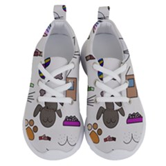 Cat Dog Pet Doodle Cartoon Sketch Cute Kitten Kitty Animal Drawing Pattern Running Shoes by Bedest