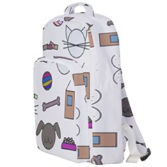 Cat Dog Pet Doodle Cartoon Sketch Cute Kitten Kitty Animal Drawing Pattern Double Compartment Backpack by Bedest