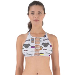 Cat Dog Pet Doodle Cartoon Sketch Cute Kitten Kitty Animal Drawing Pattern Perfectly Cut Out Bikini Top by Bedest