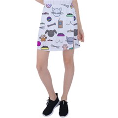 Cat Dog Pet Doodle Cartoon Sketch Cute Kitten Kitty Animal Drawing Pattern Tennis Skirt by Bedest