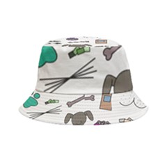 Cat Dog Pet Doodle Cartoon Sketch Cute Kitten Kitty Animal Drawing Pattern Inside Out Bucket Hat by Bedest