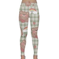 Bear Cartoon Pattern Strawberry Rainbow Nature Animal Cute Design Classic Yoga Leggings by Bedest