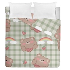 Bear Cartoon Pattern Strawberry Rainbow Nature Animal Cute Design Duvet Cover Double Side (queen Size) by Bedest