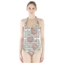 Bear Cartoon Pattern Strawberry Rainbow Nature Animal Cute Design Halter Swimsuit View1