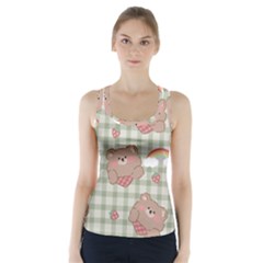 Bear Cartoon Pattern Strawberry Rainbow Nature Animal Cute Design Racer Back Sports Top by Bedest