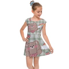 Bear Cartoon Pattern Strawberry Rainbow Nature Animal Cute Design Kids  Cap Sleeve Dress by Bedest