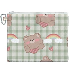 Bear Cartoon Pattern Strawberry Rainbow Nature Animal Cute Design Canvas Cosmetic Bag (xxxl)