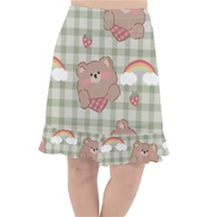 Bear Cartoon Pattern Strawberry Rainbow Nature Animal Cute Design Fishtail Chiffon Skirt by Bedest