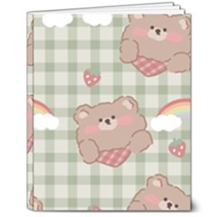 Bear Cartoon Pattern Strawberry Rainbow Nature Animal Cute Design 8  X 10  Hardcover Notebook by Bedest