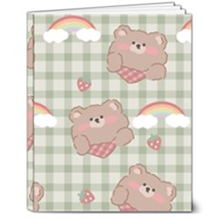 Bear Cartoon Pattern Strawberry Rainbow Nature Animal Cute Design 8  X 10  Softcover Notebook by Bedest