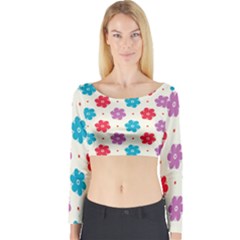 Abstract Art Pattern Colorful Artistic Flower Nature Spring Long Sleeve Crop Top by Bedest