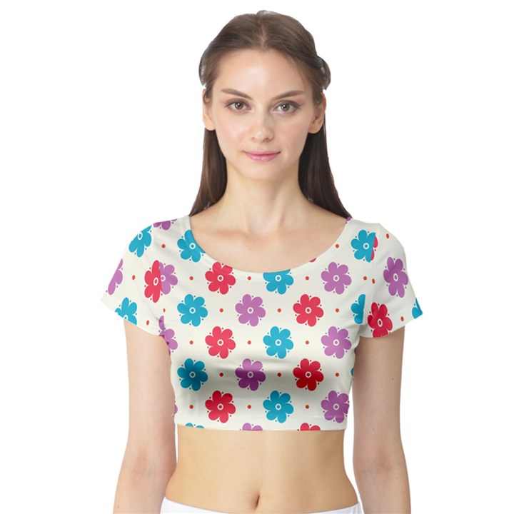 Abstract Art Pattern Colorful Artistic Flower Nature Spring Short Sleeve Crop Top