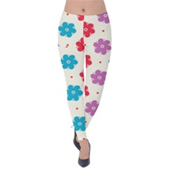 Abstract Art Pattern Colorful Artistic Flower Nature Spring Velvet Leggings