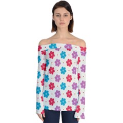 Abstract Art Pattern Colorful Artistic Flower Nature Spring Off Shoulder Long Sleeve Top by Bedest