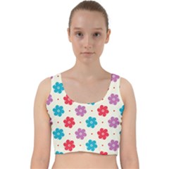 Abstract Art Pattern Colorful Artistic Flower Nature Spring Velvet Racer Back Crop Top by Bedest