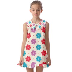 Abstract Art Pattern Colorful Artistic Flower Nature Spring Kids  Pilgrim Collar Ruffle Hem Dress by Bedest