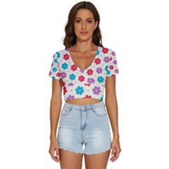 Abstract Art Pattern Colorful Artistic Flower Nature Spring V-neck Crop Top by Bedest