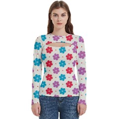 Abstract Art Pattern Colorful Artistic Flower Nature Spring Women s Cut Out Long Sleeve T-shirt by Bedest