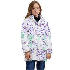 Fish Lilies Sea Aquatic Flowers Algae Bubble Animal Wildlife Nature Ocean Kids  Hooded Longline Puffer Jacket by Bedest