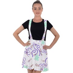 Fish Lilies Sea Aquatic Flowers Algae Bubble Animal Wildlife Nature Ocean Velvet Suspender Skater Skirt by Bedest