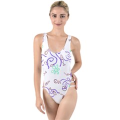 Fish Lilies Sea Aquatic Flowers Algae Bubble Animal Wildlife Nature Ocean High Leg Strappy Swimsuit by Bedest