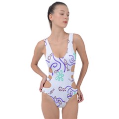 Fish Lilies Sea Aquatic Flowers Algae Bubble Animal Wildlife Nature Ocean Side Cut Out Swimsuit by Bedest