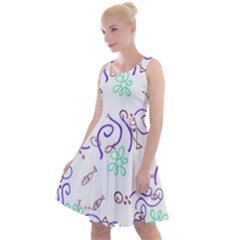 Fish Lilies Sea Aquatic Flowers Algae Bubble Animal Wildlife Nature Ocean Knee Length Skater Dress by Bedest