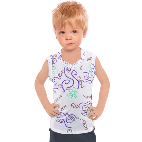 Fish Lilies Sea Aquatic Flowers Algae Bubble Animal Wildlife Nature Ocean Kids  Sport Tank Top by Bedest