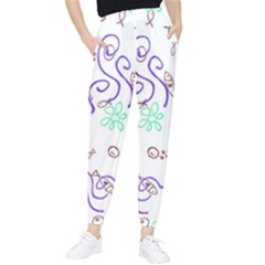 Fish Lilies Sea Aquatic Flowers Algae Bubble Animal Wildlife Nature Ocean Women s Tapered Pants by Bedest