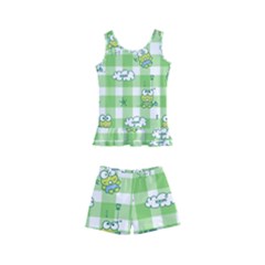 Frog Cartoon Pattern Cloud Animal Cute Seamless Kids  Boyleg Swimsuit by Bedest