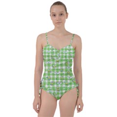 Frog Cartoon Pattern Cloud Animal Cute Seamless Sweetheart Tankini Set by Bedest