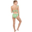 Frog Cartoon Pattern Cloud Animal Cute Seamless Frilly One Shoulder Swimsuit View2