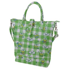 Frog Cartoon Pattern Cloud Animal Cute Seamless Buckle Top Tote Bag by Bedest