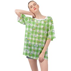 Frog Cartoon Pattern Cloud Animal Cute Seamless Oversized Chiffon Top by Bedest