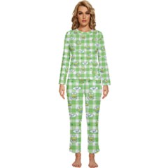 Frog Cartoon Pattern Cloud Animal Cute Seamless Womens  Long Sleeve Lightweight Pajamas Set by Bedest