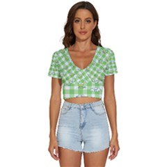 Frog Cartoon Pattern Cloud Animal Cute Seamless V-neck Crop Top by Bedest