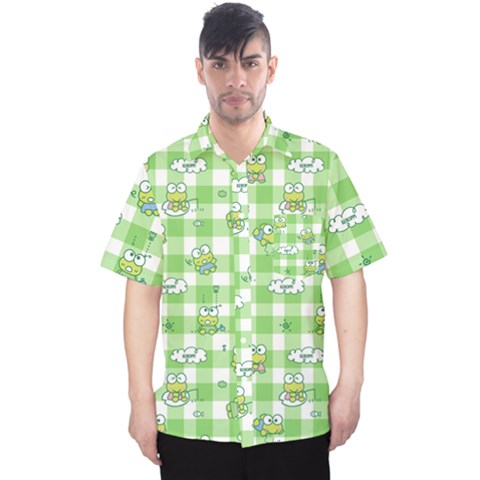 Frog Cartoon Pattern Cloud Animal Cute Seamless Men s Hawaii Shirt by Bedest