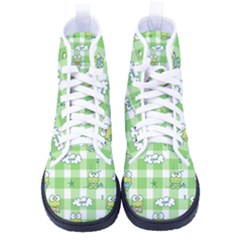 Frog Cartoon Pattern Cloud Animal Cute Seamless Women s High-top Canvas Sneakers by Bedest