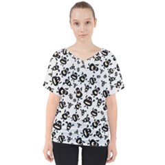 Bacteria Virus Monster Pattern V-neck Dolman Drape Top