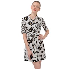 Bacteria Virus Monster Pattern Belted Shirt Dress by Bedest