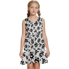 Bacteria Virus Monster Pattern Kids  Sleeveless Tiered Mini Dress by Bedest