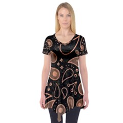 Background Beautiful Decorative Wallpaper Decor Backdrop Digital Graphic Design Trends Unique Style Short Sleeve Tunic  by Bedest