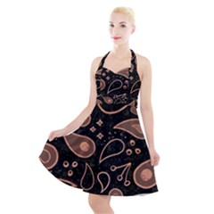 Background Beautiful Decorative Wallpaper Decor Backdrop Digital Graphic Design Trends Unique Style Halter Party Swing Dress  by Bedest