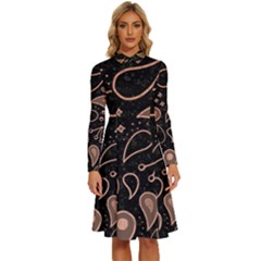 Background Beautiful Decorative Wallpaper Decor Backdrop Digital Graphic Design Trends Unique Style Long Sleeve Shirt Collar A-line Dress by Bedest