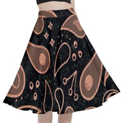 Background Beautiful Decorative Wallpaper Decor Backdrop Digital Graphic Design Trends Unique Style A-line Full Circle Midi Skirt With Pocket by Bedest