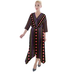 Beautiful Digital Graphic Unique Style Standout Graphic Quarter Sleeve Wrap Front Maxi Dress by Bedest