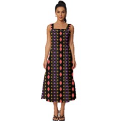 Beautiful Digital Graphic Unique Style Standout Graphic Square Neckline Tiered Midi Dress by Bedest