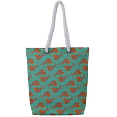 Cute Fish Underwater Sea Ocean Nature Aquarium Goldfish Marine Water Full Print Rope Handle Tote (small) by Bedest